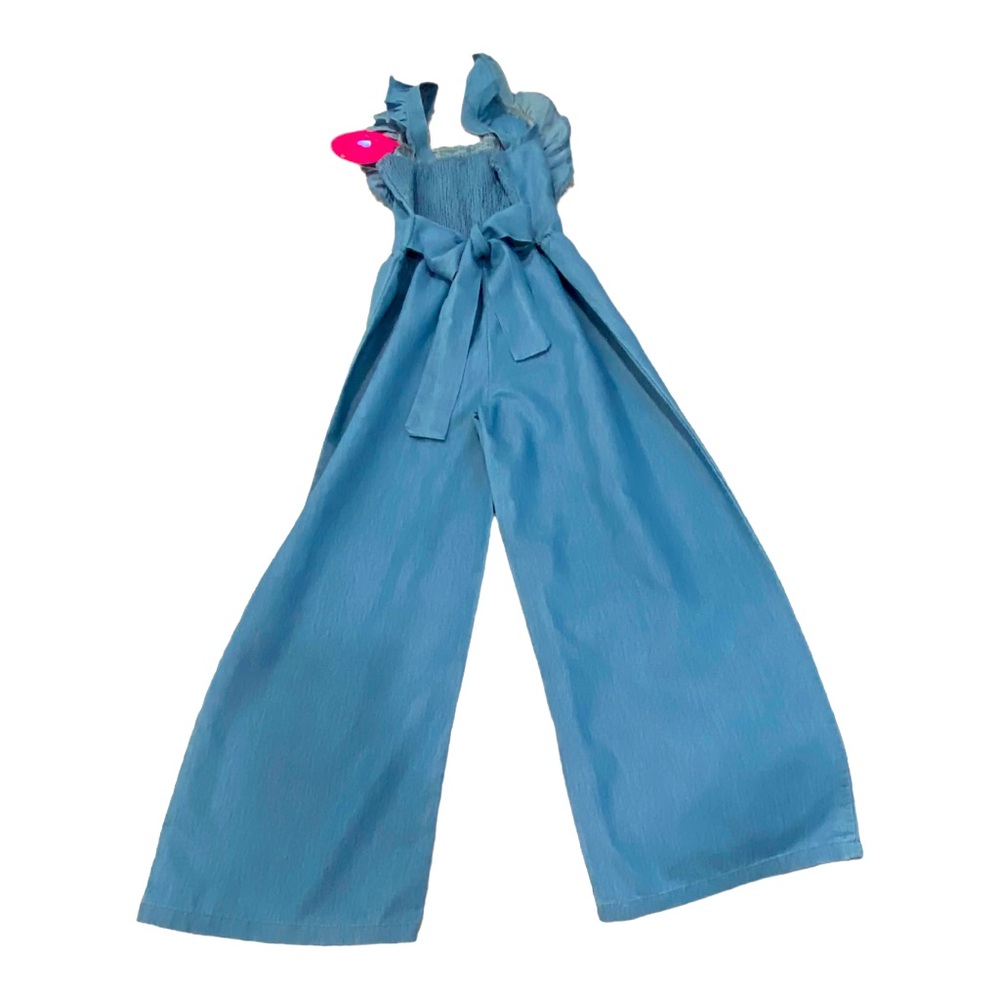 btween Blue Ruffled Jumpsuit with Tie Waist